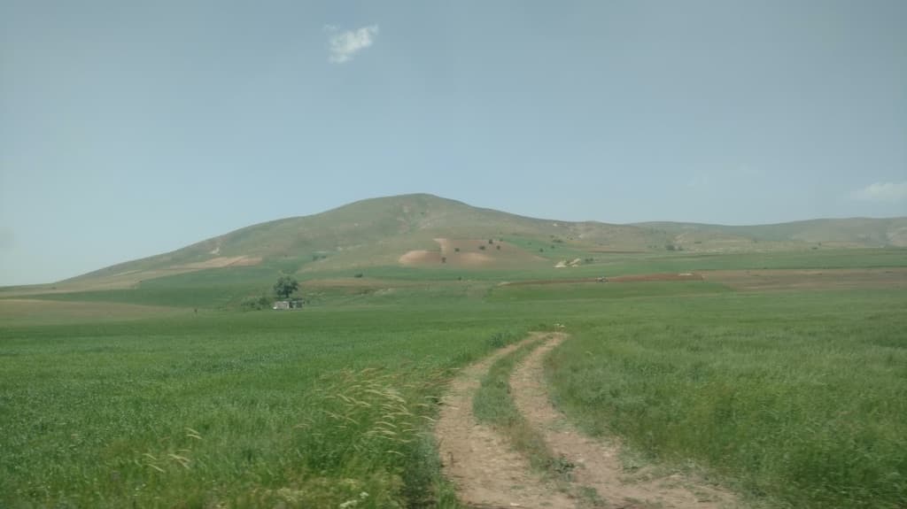 Green hills in village